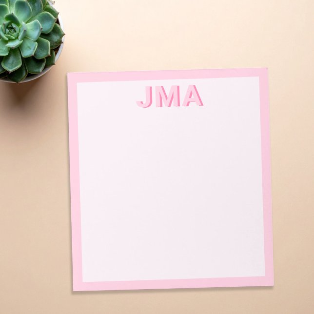 Simple Modern Pink Monogram Notepad (Creator Uploaded)