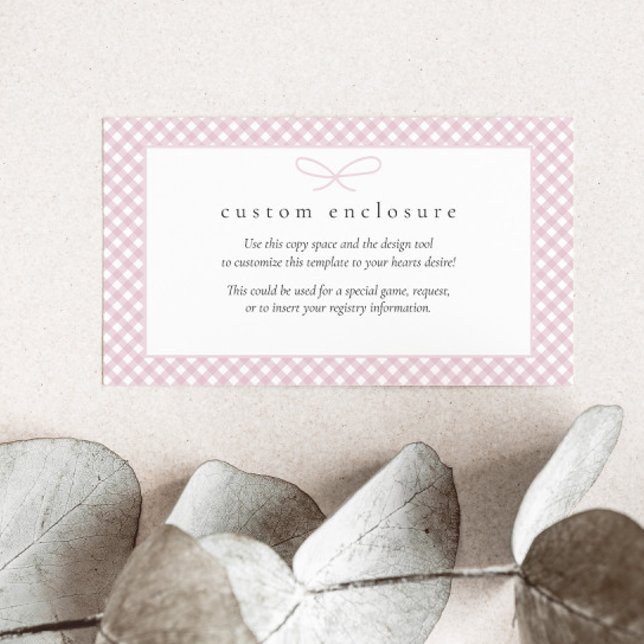 Simple Modern Pink Plaid Bow DIY Enclosure Card (Creator Uploaded)