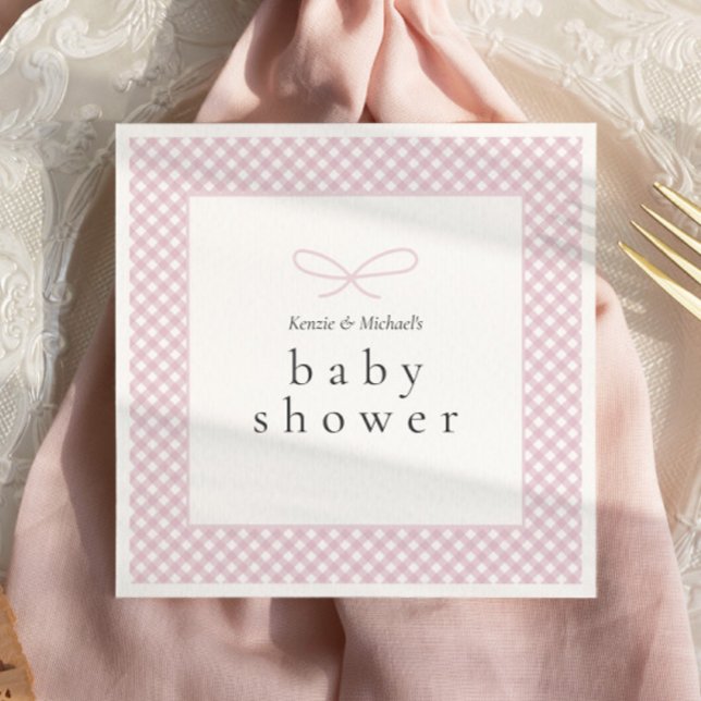Simple Modern Pink Plaid Bow  Napkin (Creator Uploaded)