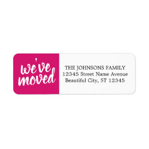 Simple Modern Pink We've Moved Return Address