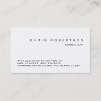Simple Modern Plain Black White Business Card
