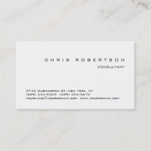 Simple Modern Plain Black White Business Card