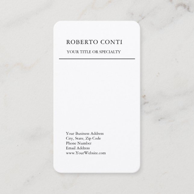 Simple Modern Plain Minimalist Premium Silk Business Card (Front)
