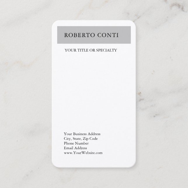 Simple Modern Plain Minimalist Premium Silk Business Card (Front)