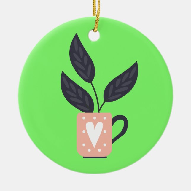 Simple modern plant pastel ceramic tree decoration (Front)