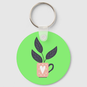 Simple modern plant pastel key ring
