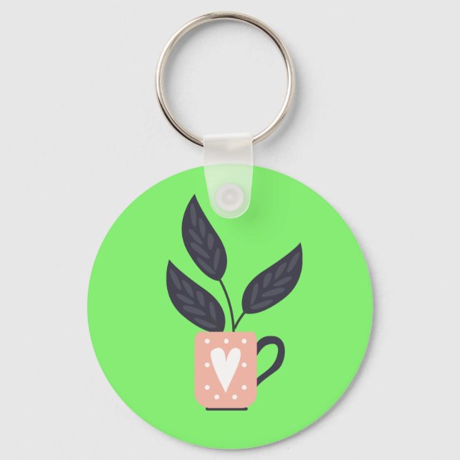 Simple modern plant pastel key ring (Front)