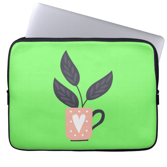 Simple modern plant pastel laptop sleeve (Front)