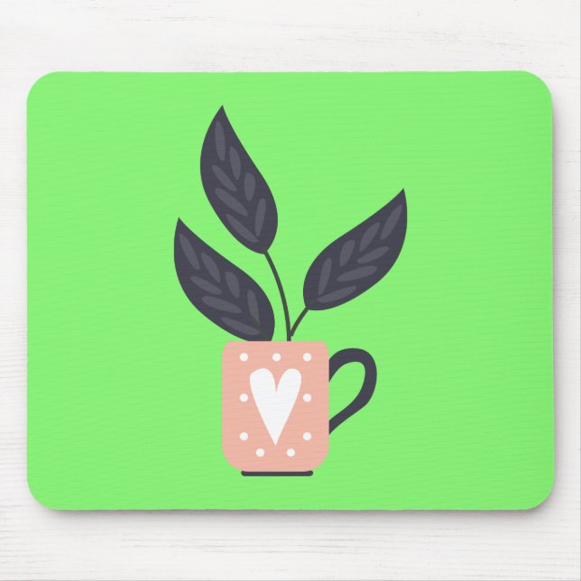 Simple modern plant pastel mouse mat (Front)