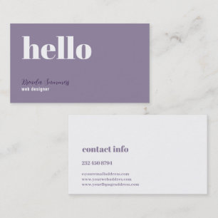 Simple Modern Plum purple & White Background Business Card