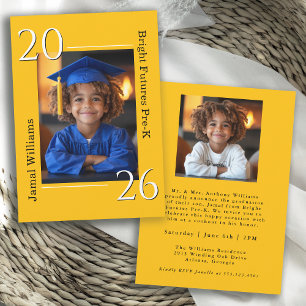 Simple Modern Pre-K 2-Photo Graduation Celebration Announcement