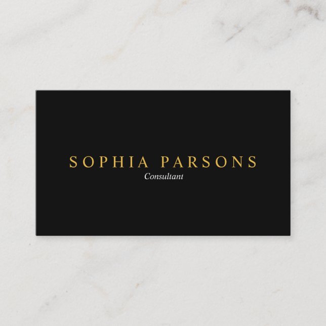 Simple Modern Professional Black and Gold Business Card (Front)