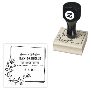 Simple Modern Professional Bold Botanical Wreath Rubber Stamp