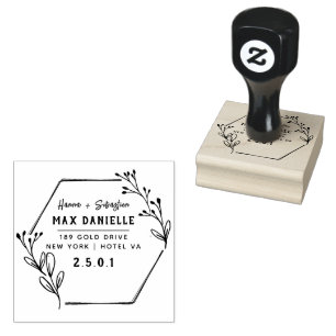 Simple Modern Professional  Bold Botanical Wreath  Rubber Stamp