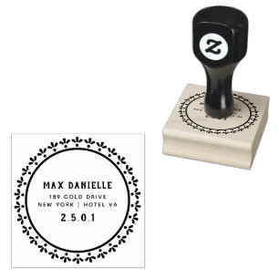 Simple Modern Professional  Bold Botanical Wreath  Rubber Stamp
