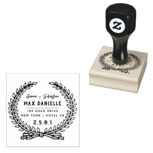 Simple Modern Professional  Bold Botanical Wreath  Rubber Stamp