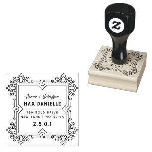 Simple Modern Professional Bold Botanical Wreath Rubber Stamp