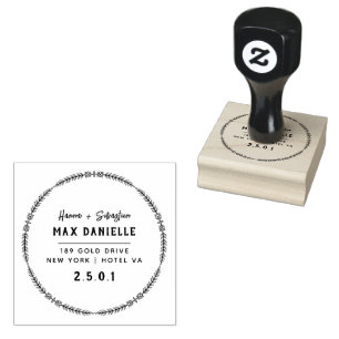 Simple Modern Professional  Bold Botanical Wreath  Rubber Stamp