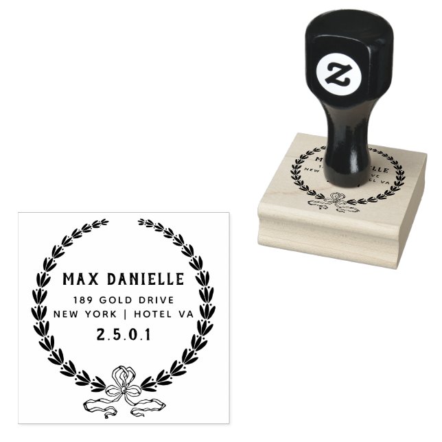 Simple Modern Professional  Bold Botanical Wreath  Rubber Stamp (Stamped)