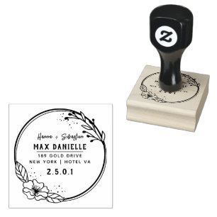 Simple Modern Professional Bold Botanical Wreath Rubber Stamp