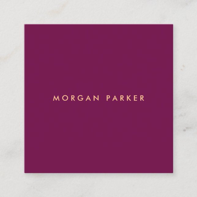 Simple Modern Professional Burgundy Wine  Square Square Business Card (Front)