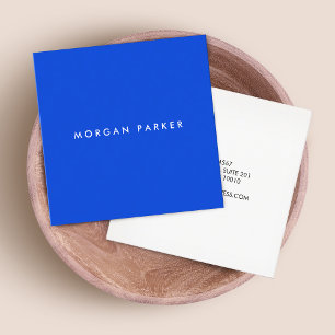 Simple Modern Professional Cobalt Blue Square Business Card
