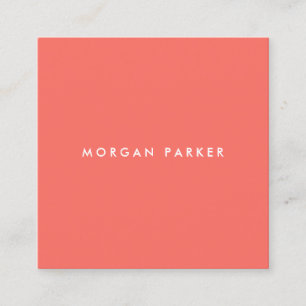 Simple Modern Professional Coral Orange  Square Business Card