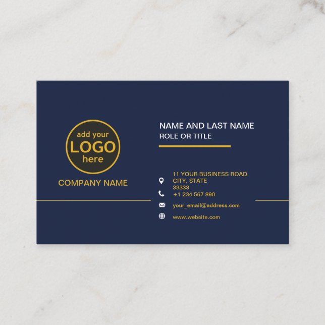 Simple Modern Professional Dark Colour add Logo Bu Business Card (Front)