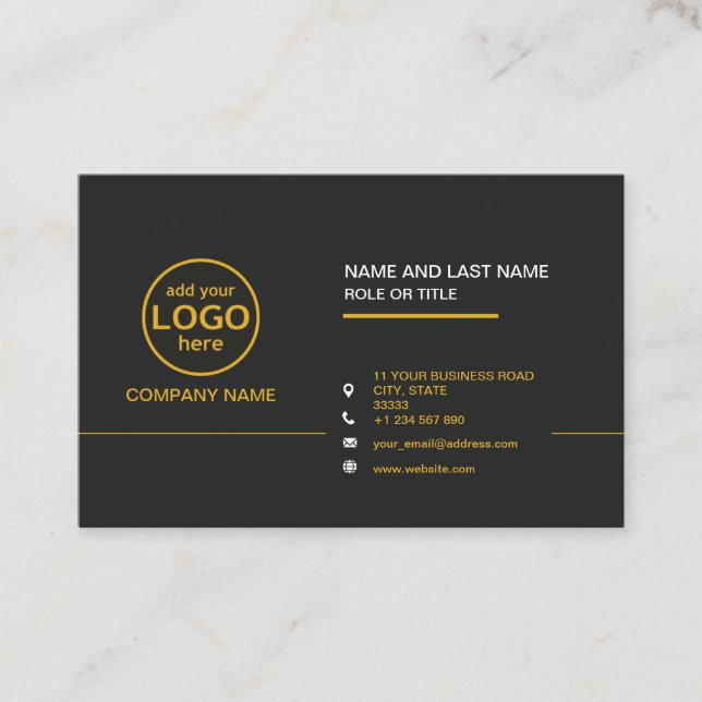 Simple Modern Professional Dark Colour add Logo Bu Business Card (Front)