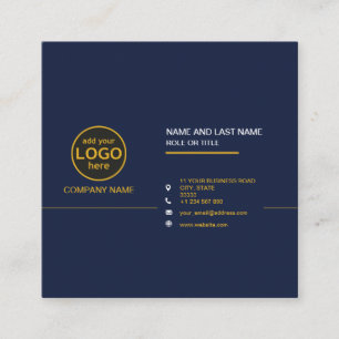 Simple Modern Professional Dark Colour add Logo Sq Square Business Card