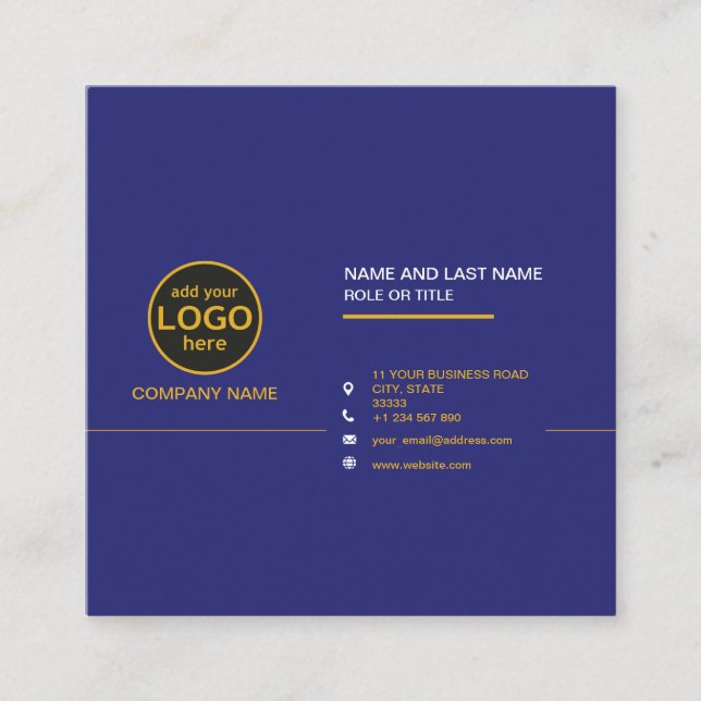 Simple Modern Professional Dark Colour add Logo Square Business Card (Front)