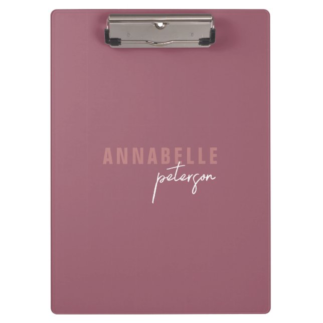 Simple Modern Professional Dusty Rose Minimalist Clipboard (Front)