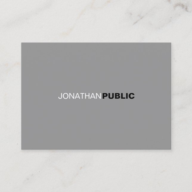 Simple Modern Professional Elegant Grey White Business Card (Front)