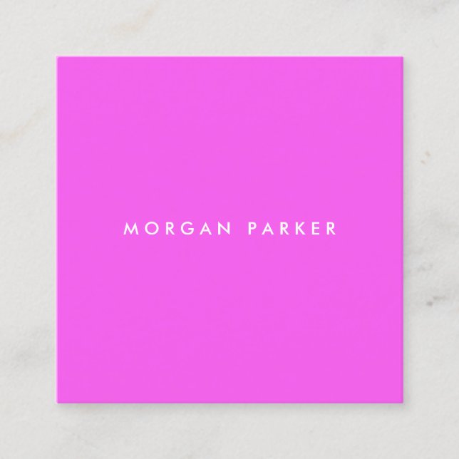 Simple Modern Professional Hot Pink Square Square Business Card (Front)
