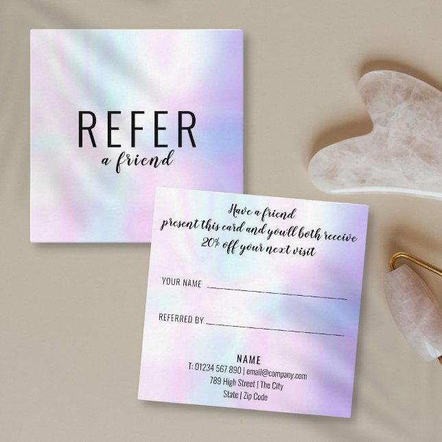 Simple Modern Professional Iridescent Referral Card (Simple Modern Professional Iridescent Referral Card)