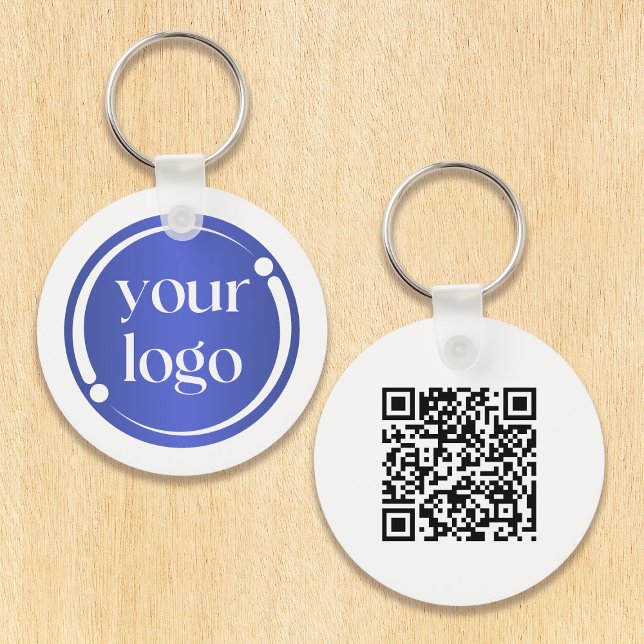 Simple Modern Professional Logo and QR code Key Ring (Great promotional items for your business.)