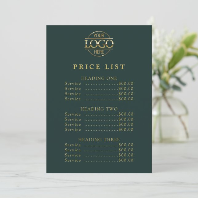 Simple Modern Professional Logo Menu Price List (Standing Front)