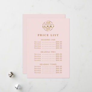 Simple Modern Professional Logo Menu Price List