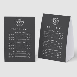 Simple Modern Professional Logo Menu Price List