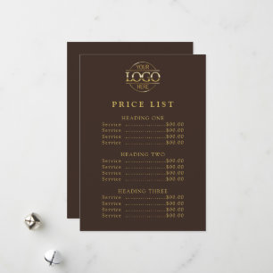 Simple Modern Professional Logo Menu Price List