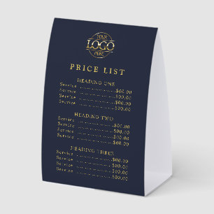 Simple Modern Professional Logo Menu Price List