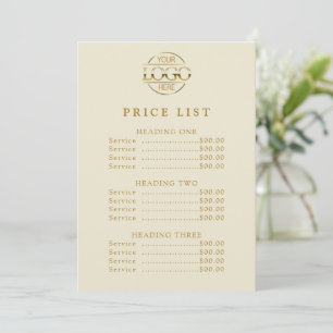 Simple Modern Professional Logo Menu Price List