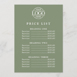 Simple Modern Professional Logo Menu Price List