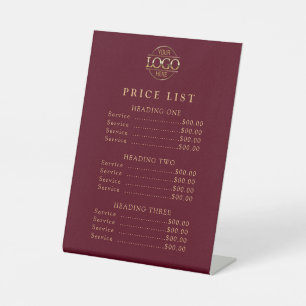 Simple Modern Professional Logo Menu Price List Pedestal Sign