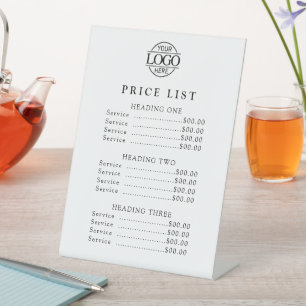 Simple Modern Professional Logo Menu Price List Pedestal Sign