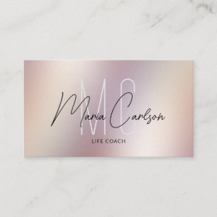 Simple Modern Professional Monogram Metallic Squa Business Card