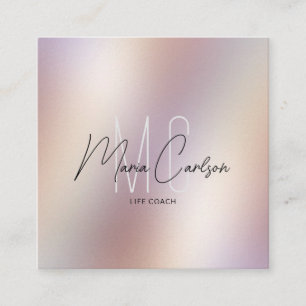 Simple Modern Professional Monogram Metallic Square Business Card