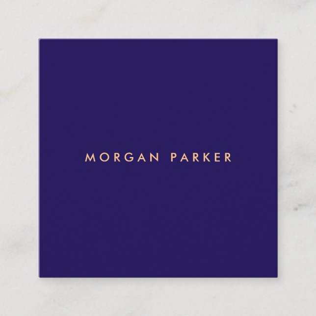 Simple Modern Professional Navy Blue Square Square Business Card (Front)