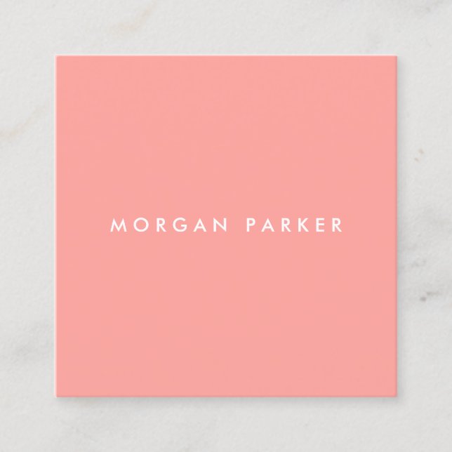 Simple Modern Professional Pastel Peach  Square Square Business Card (Front)