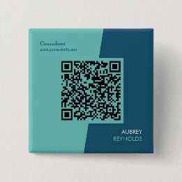 Simple Modern Professional QR Code Blue Green 15 Cm Square Badge